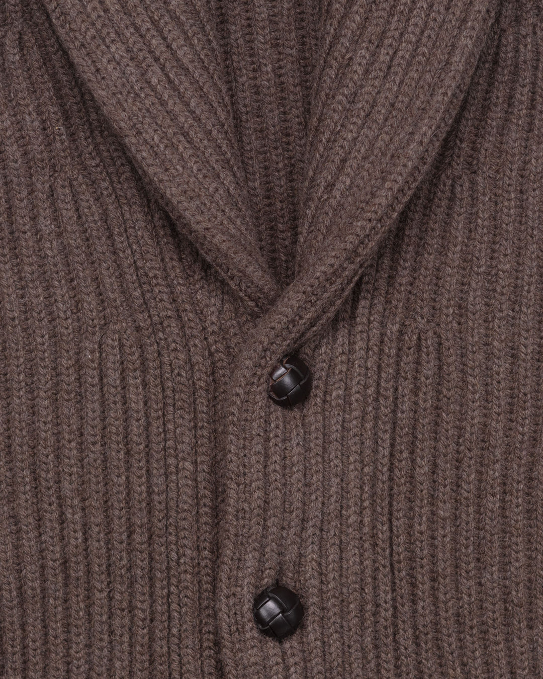 Wide Rib Shawl Cardigan In Dark Tan