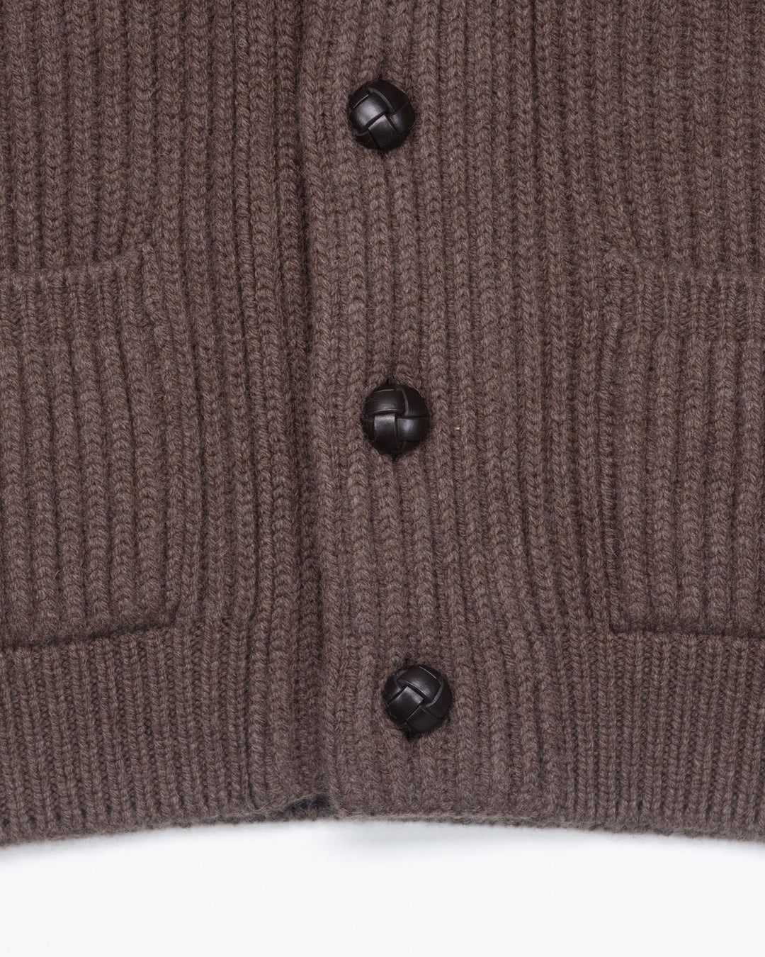 Wide Rib Shawl Cardigan In Dark Tan