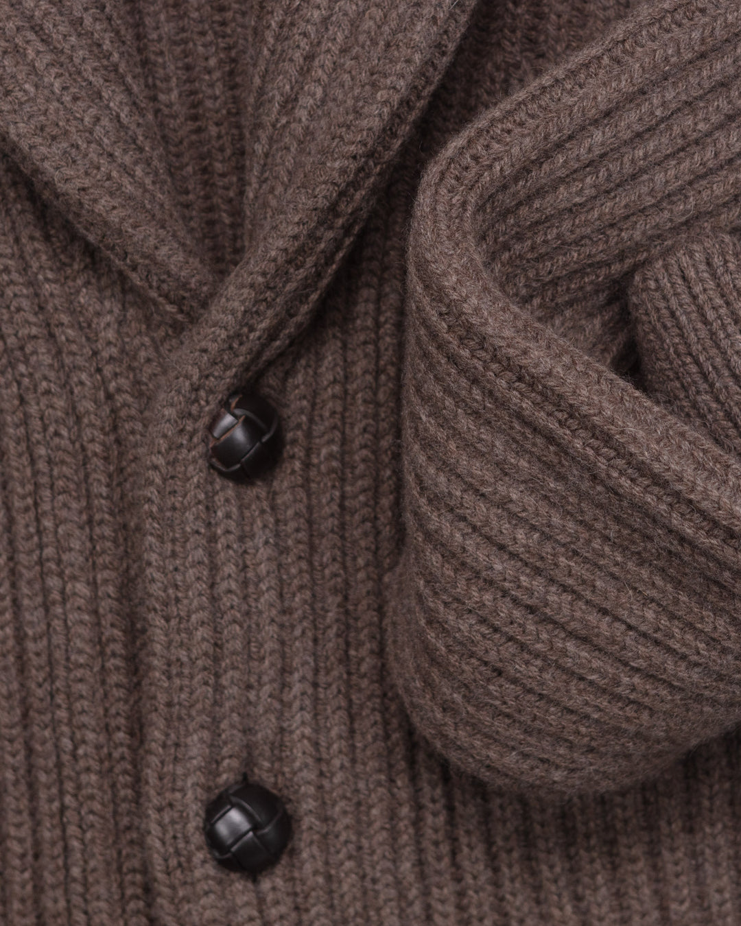 Wide Rib Shawl Cardigan In Dark Tan