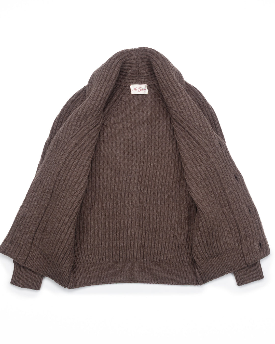 Wide Rib Shawl Cardigan In Dark Tan