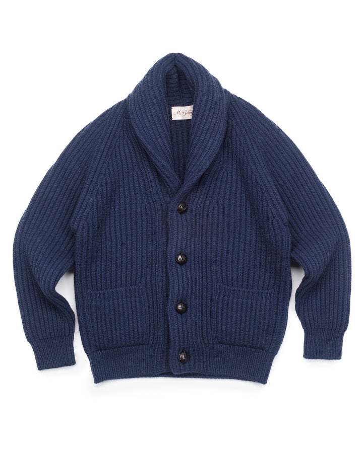 Wide Rib Shawl Cardigan In Indigo
