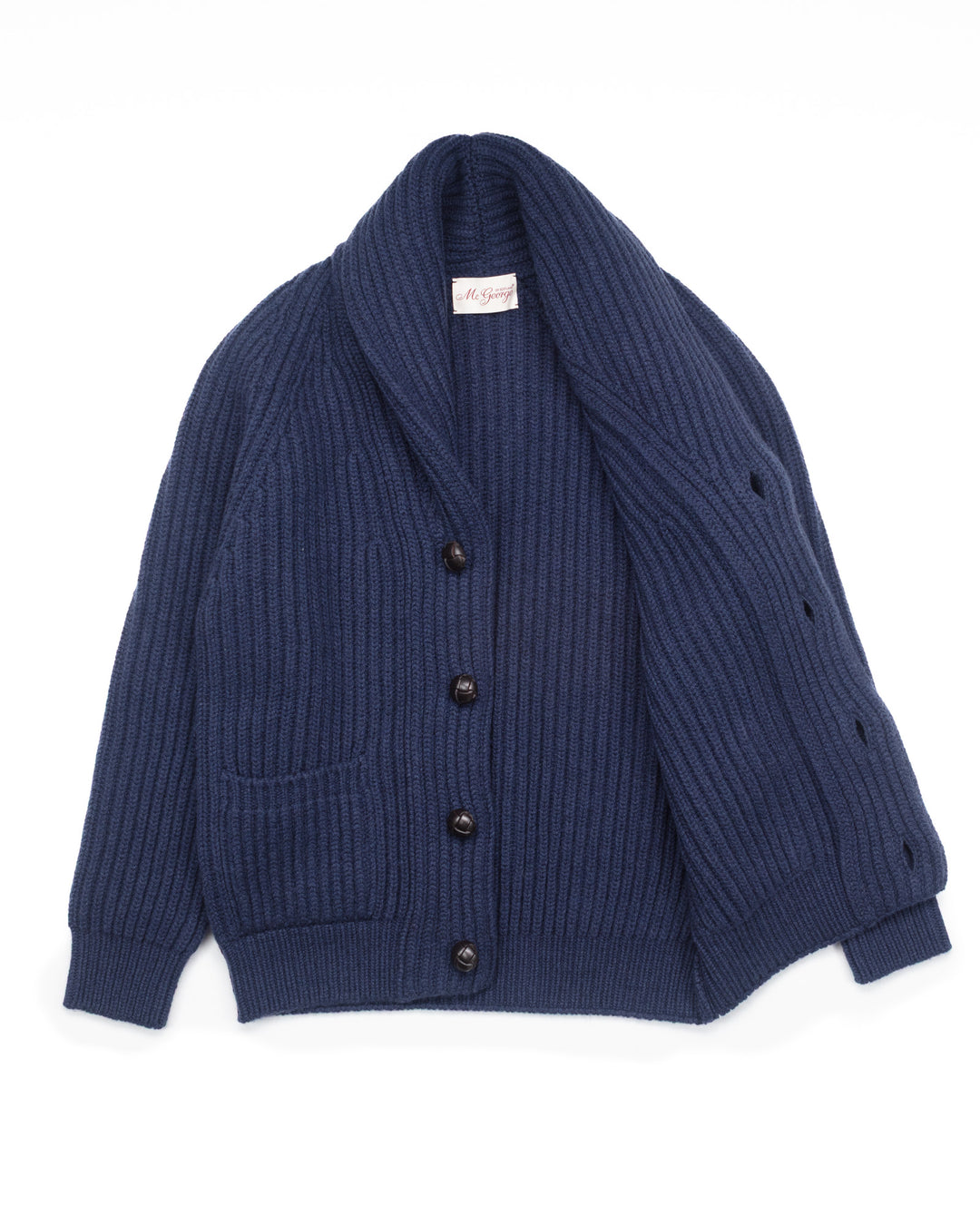 Wide Rib Shawl Cardigan In Indigo