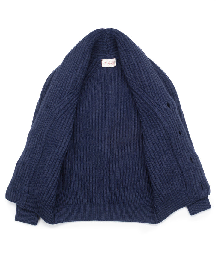 Wide Rib Shawl Cardigan In Indigo