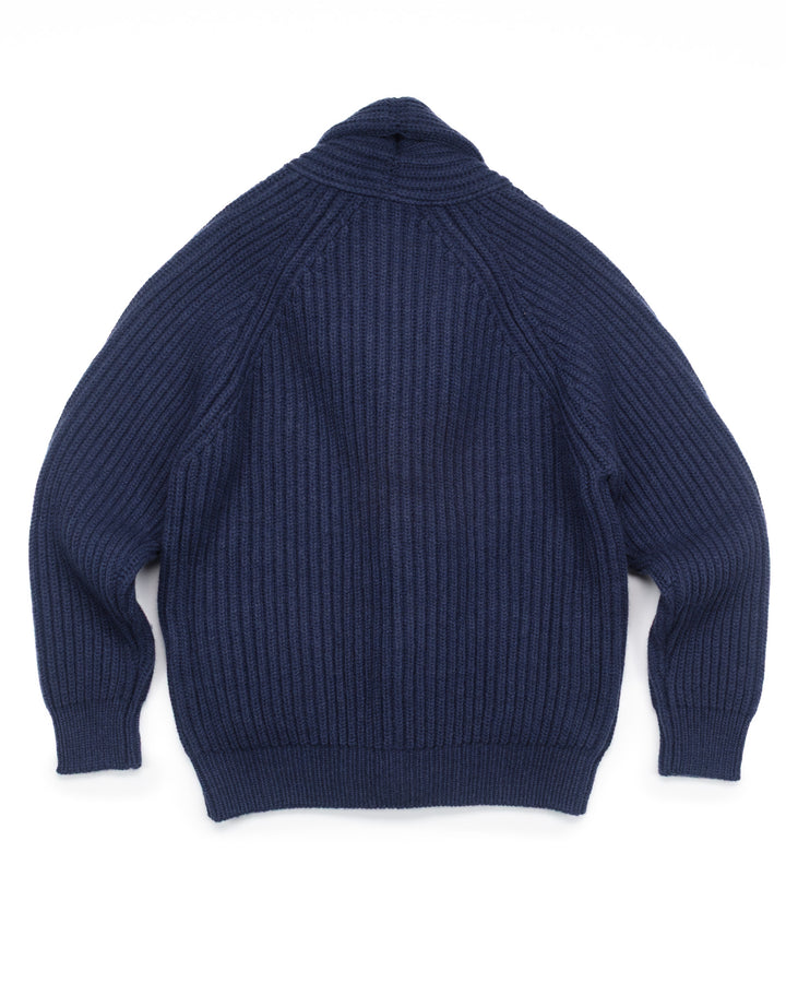 Wide Rib Shawl Cardigan In Indigo