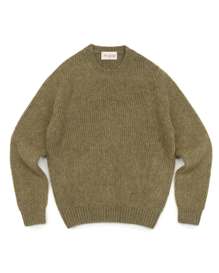 Brushed Shetland English Rib in Moss Melange