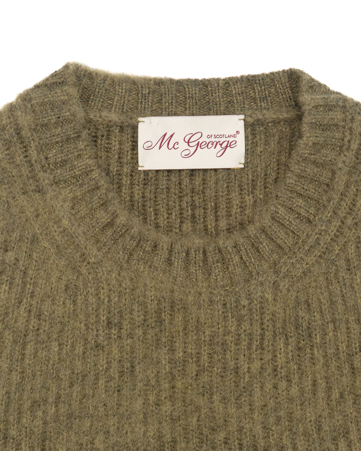 Brushed Shetland English Rib in Moss Melange