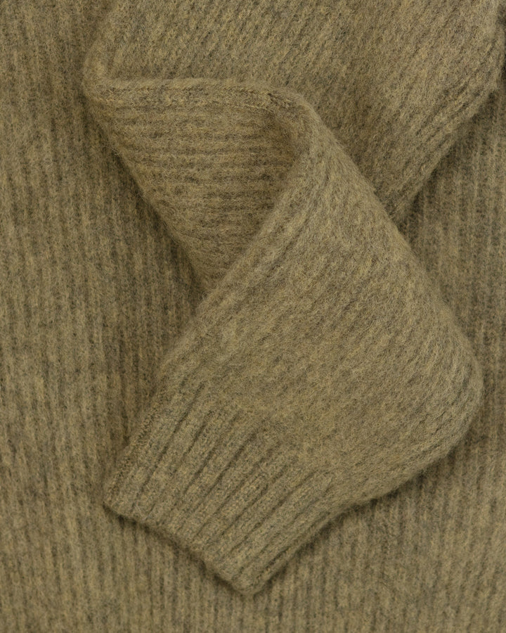 Brushed Shetland English Rib in Moss Melange