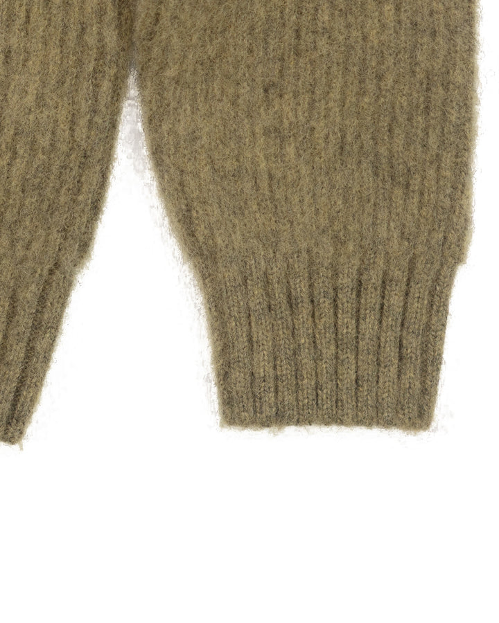 Brushed Shetland English Rib in Moss Melange