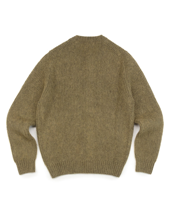 Brushed Shetland English Rib in Moss Melange