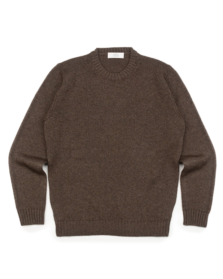 Crewneck in Dark Brown Wool & Cashmere
