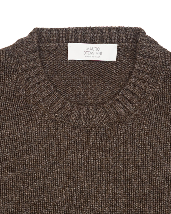 Crewneck in Dark Brown Wool & Cashmere