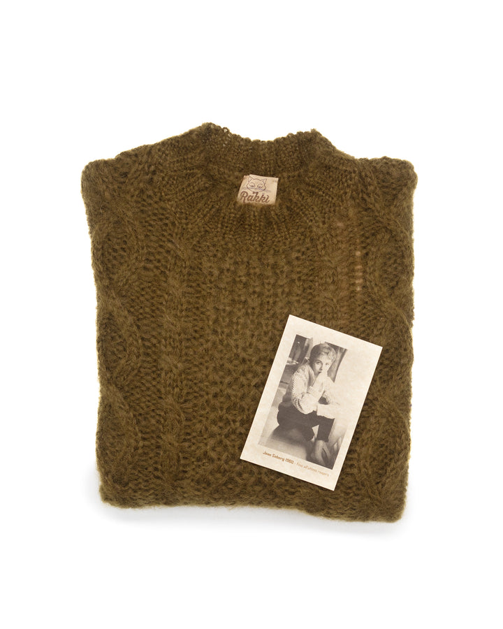 Jean Aran Crewneck in Olive