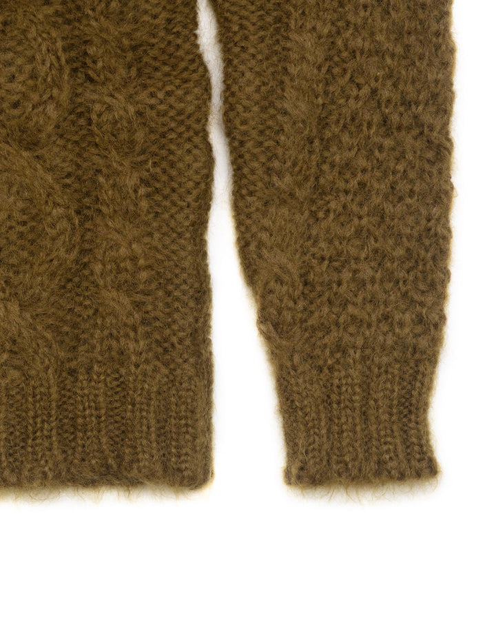 Jean Aran Crewneck in Olive