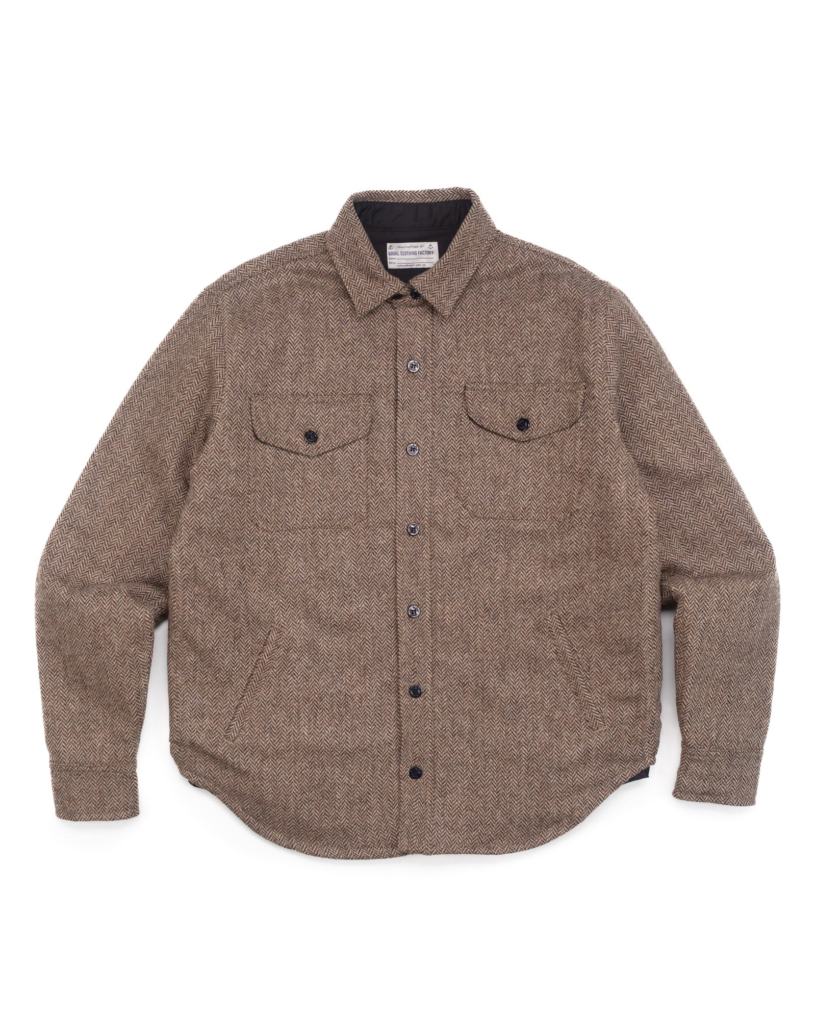 Padded CPO Overshirt in Tan Herringbone – The Revive Club