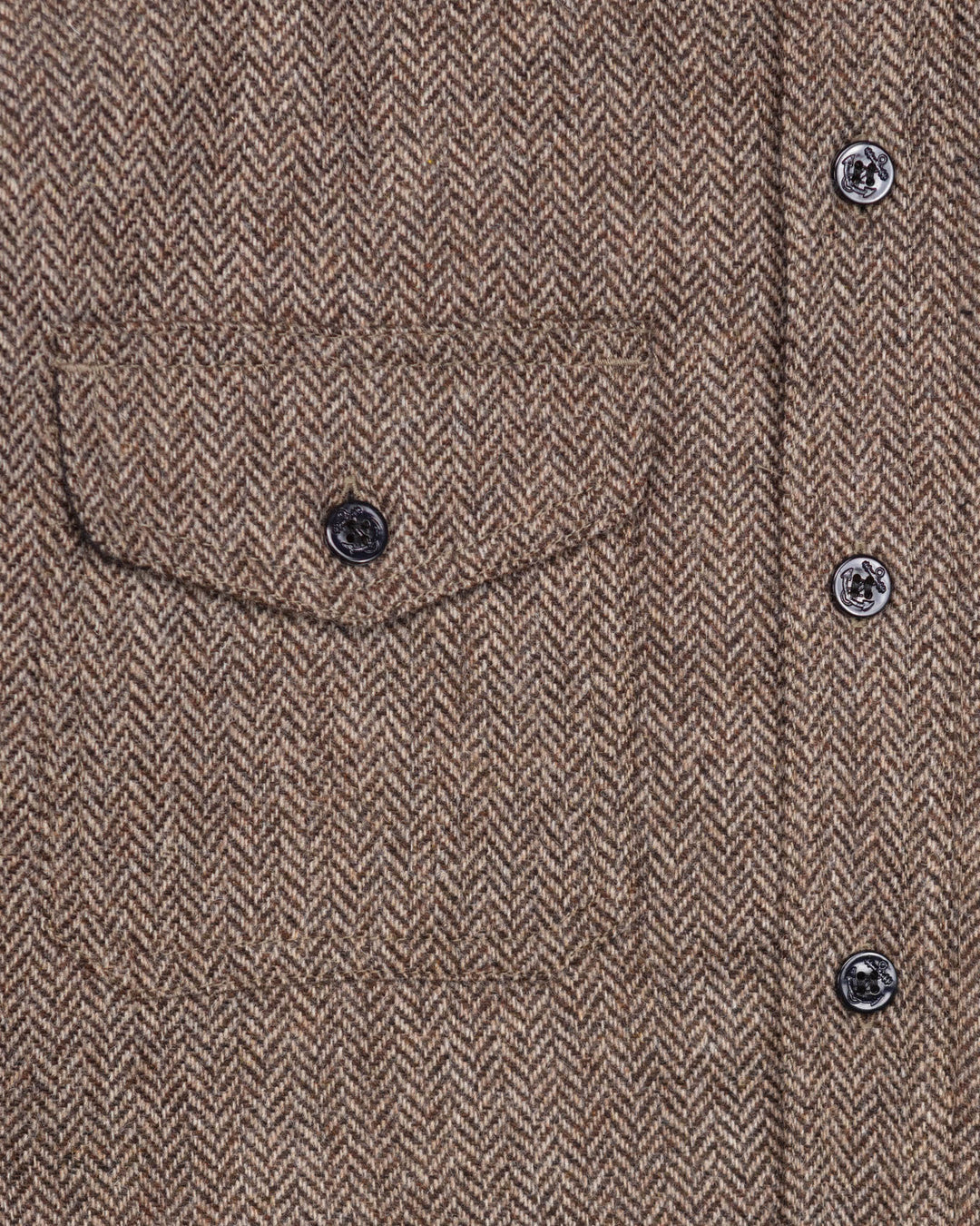 Padded CPO Overshirt in Tan Herringbone