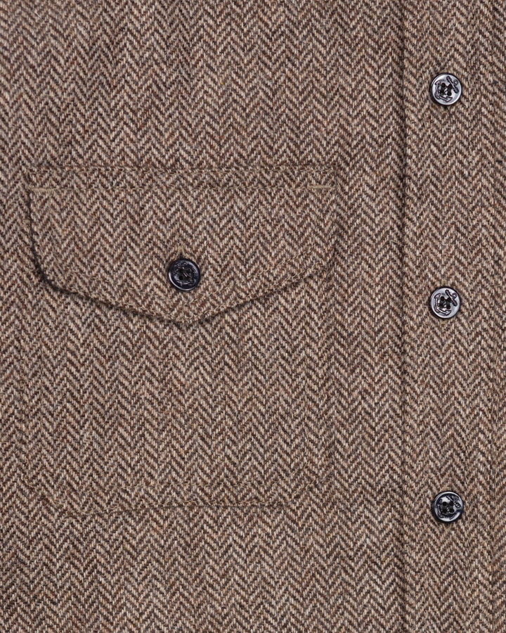 Padded CPO Overshirt in Tan Herringbone