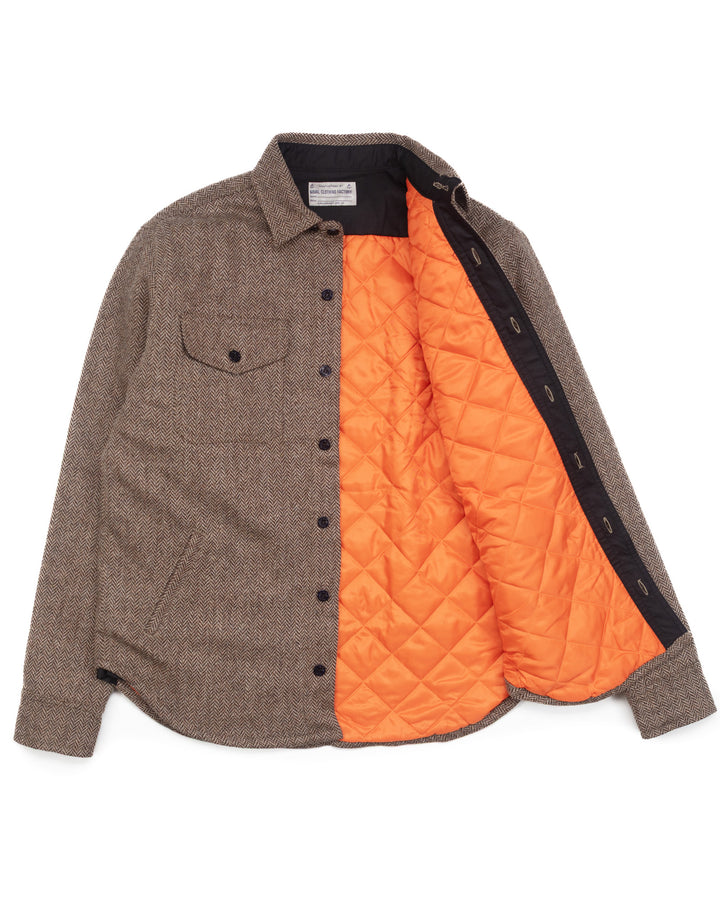 Padded CPO Overshirt in Tan Herringbone