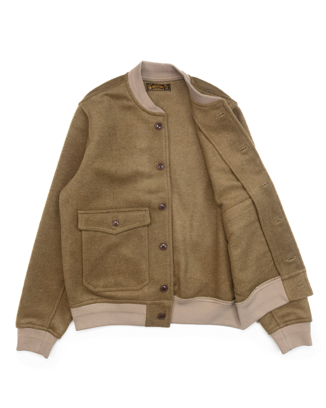 The A1 Bomber Jacket in Olive Wool