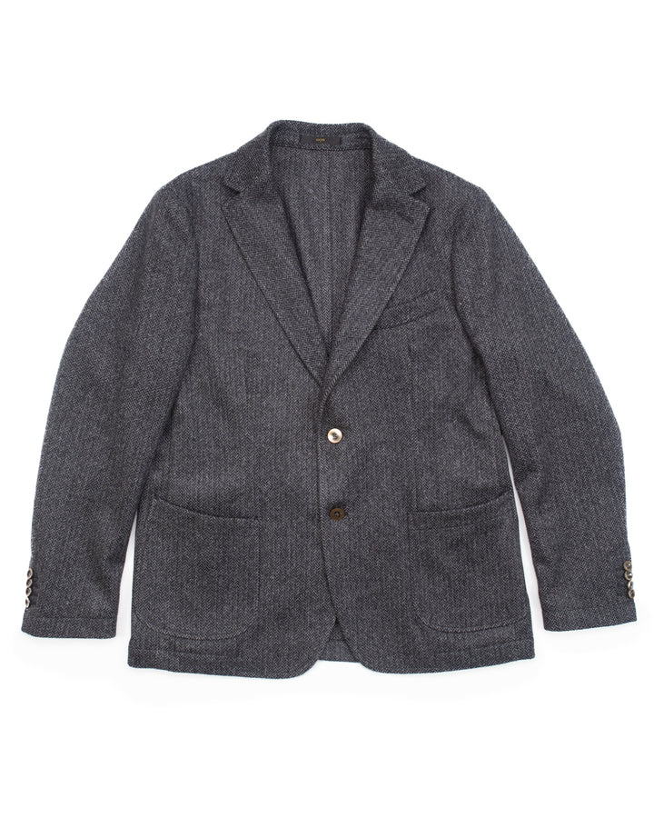Blazer in Grey Herringbone Wool