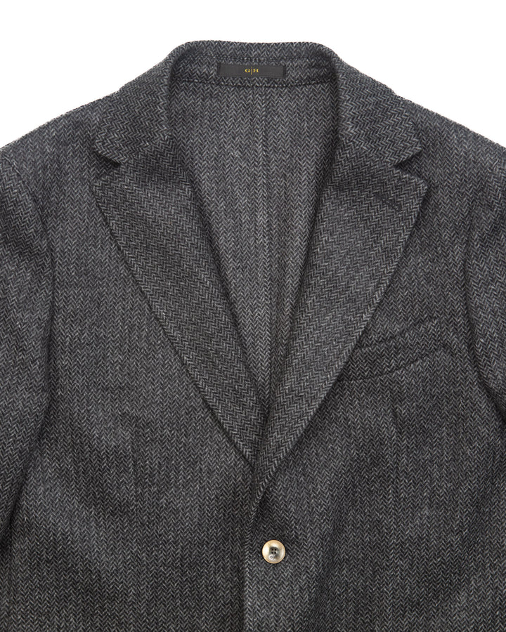 Blazer in Grey Herringbone Wool