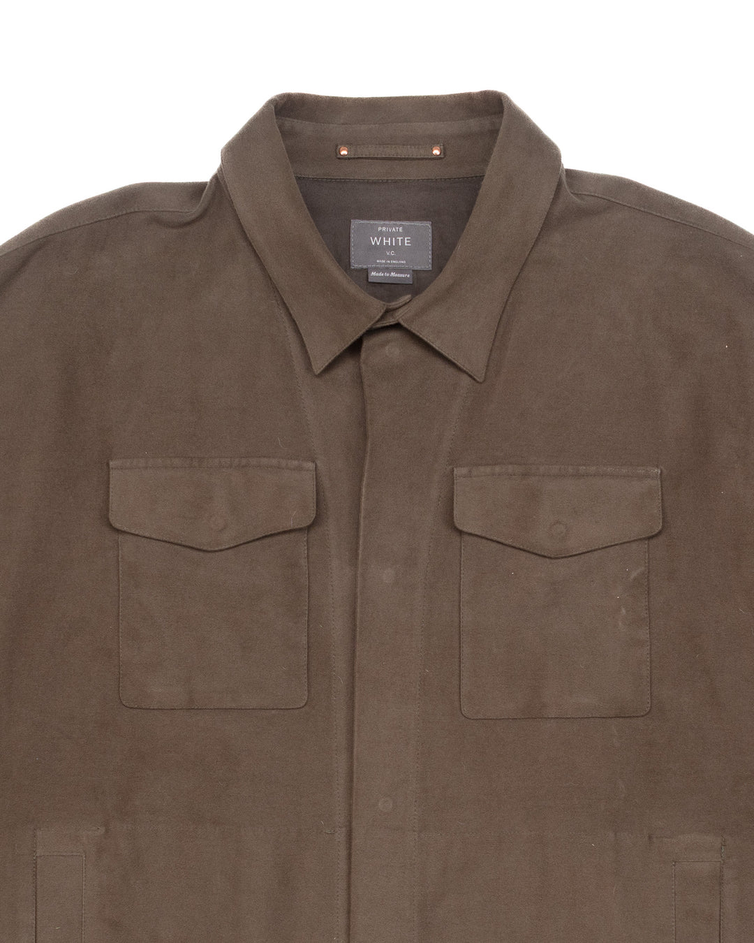 Buttoned Overshirt in Olive Grey Moleskin #1553