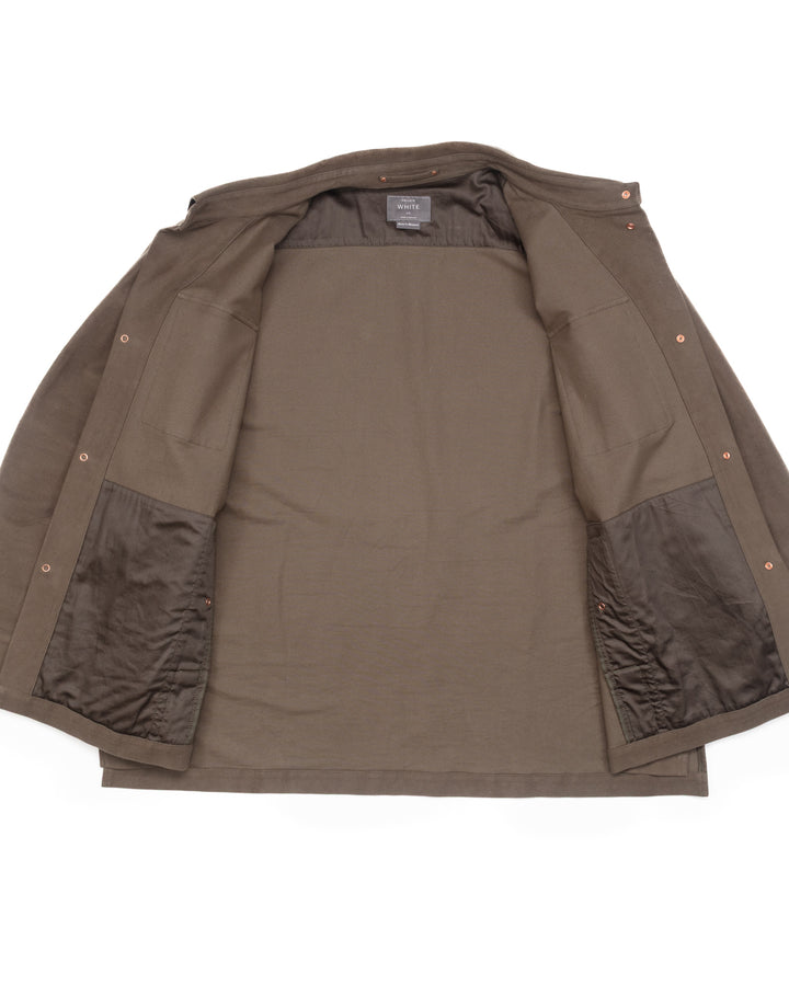 Buttoned Overshirt in Olive Grey Moleskin #1553