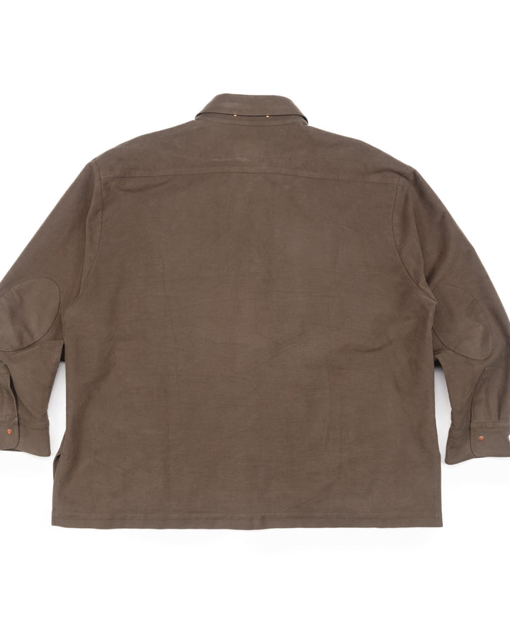 Buttoned Overshirt in Olive Grey Moleskin #1553