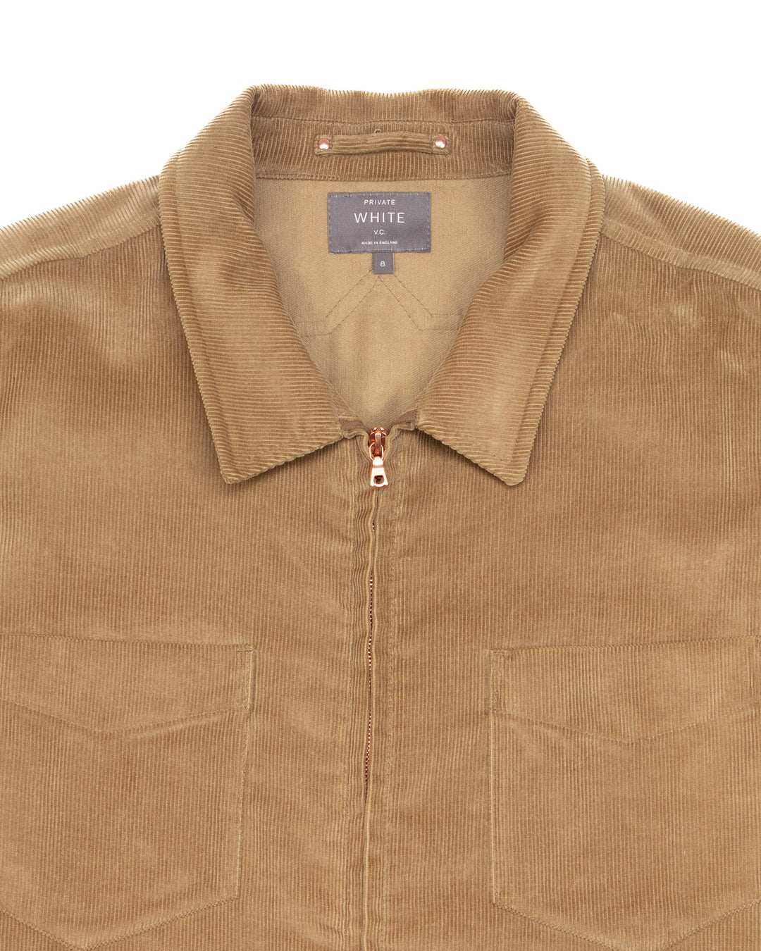 Zip-Through Overshirt in Corduroy Sand #1554