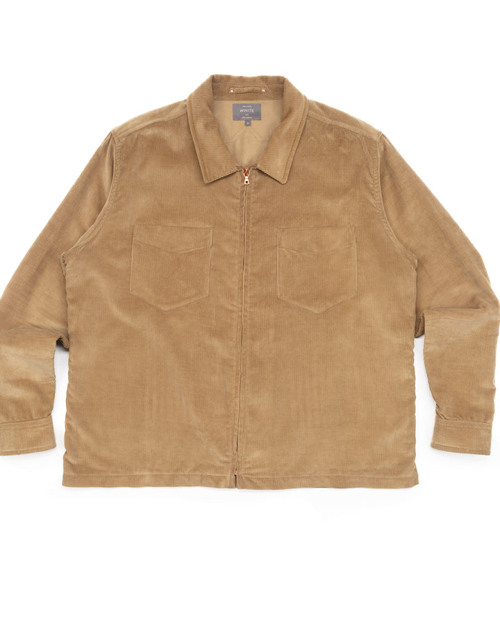 Zip-Through Overshirt in Corduroy Sand #1554