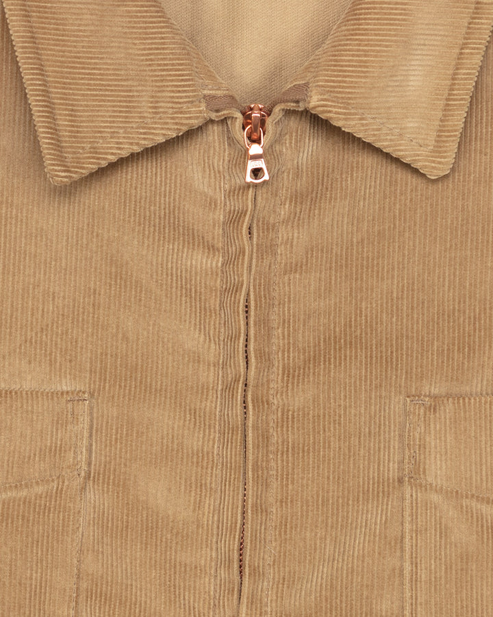 Zip-Through Overshirt in Corduroy Sand #1554