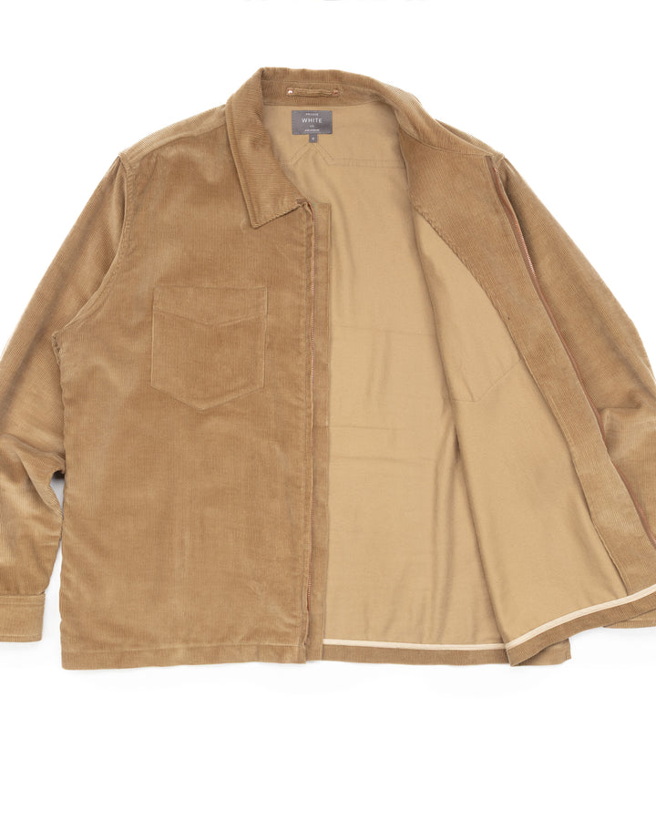 Zip-Through Overshirt in Corduroy Sand #1554
