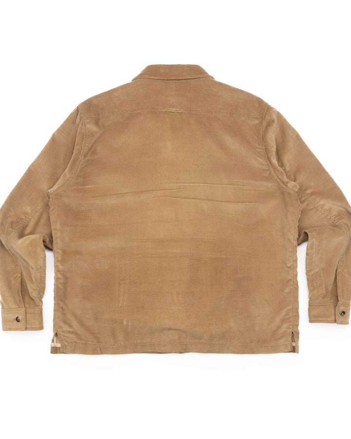 Zip-Through Overshirt in Corduroy Sand #1554