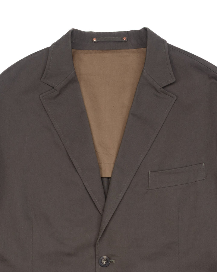 Relaxed Two-Button Blazer in Olive Grey #1556