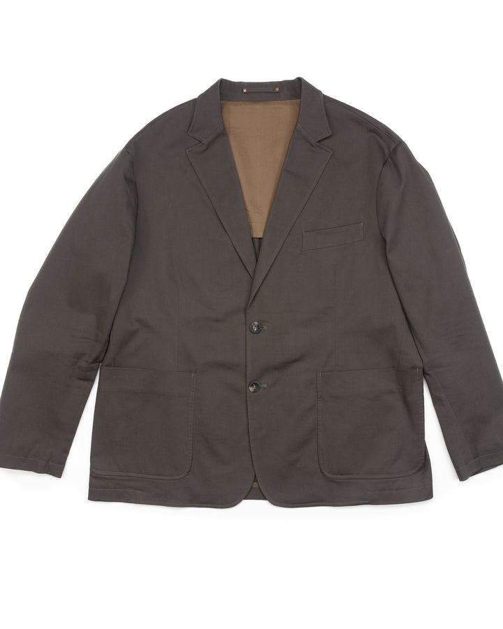 Relaxed Two-Button Blazer in Olive Grey #1556
