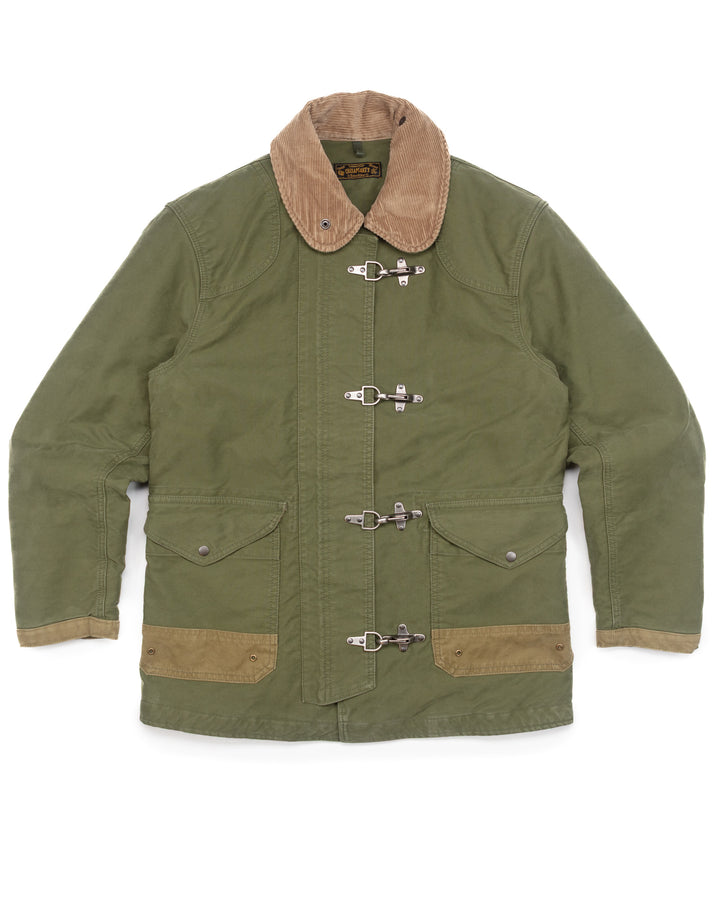 The Bedford Fireman Jacket in Military Green Jungle Cloth