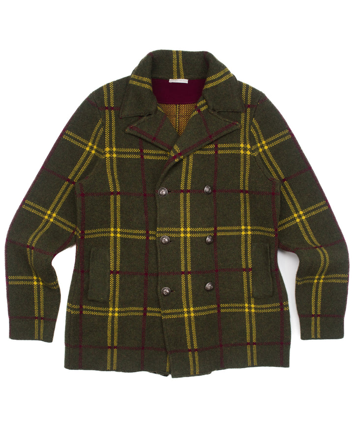 Wool Blazer in Olive Plaid #1559