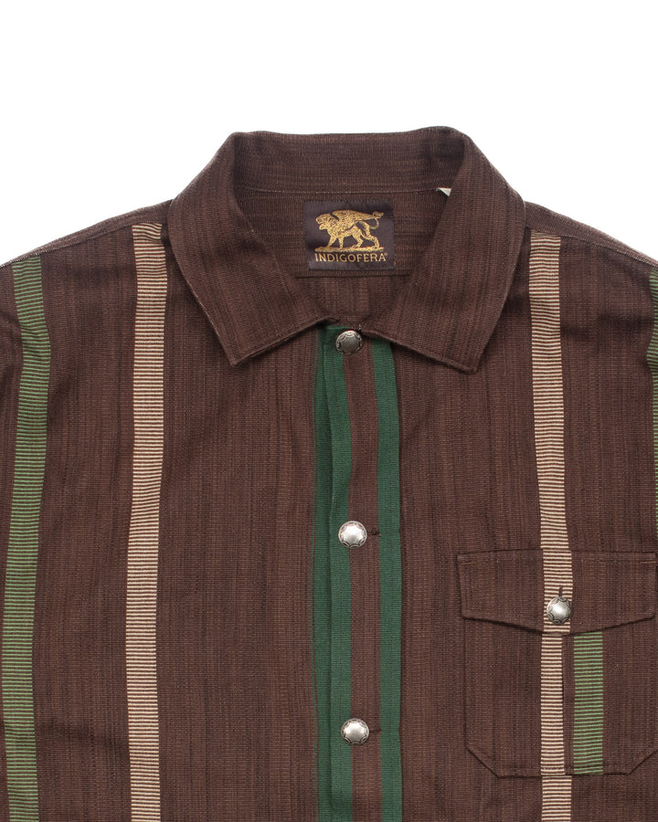 Conway Shirt Jacket Striped Green Brown #1560