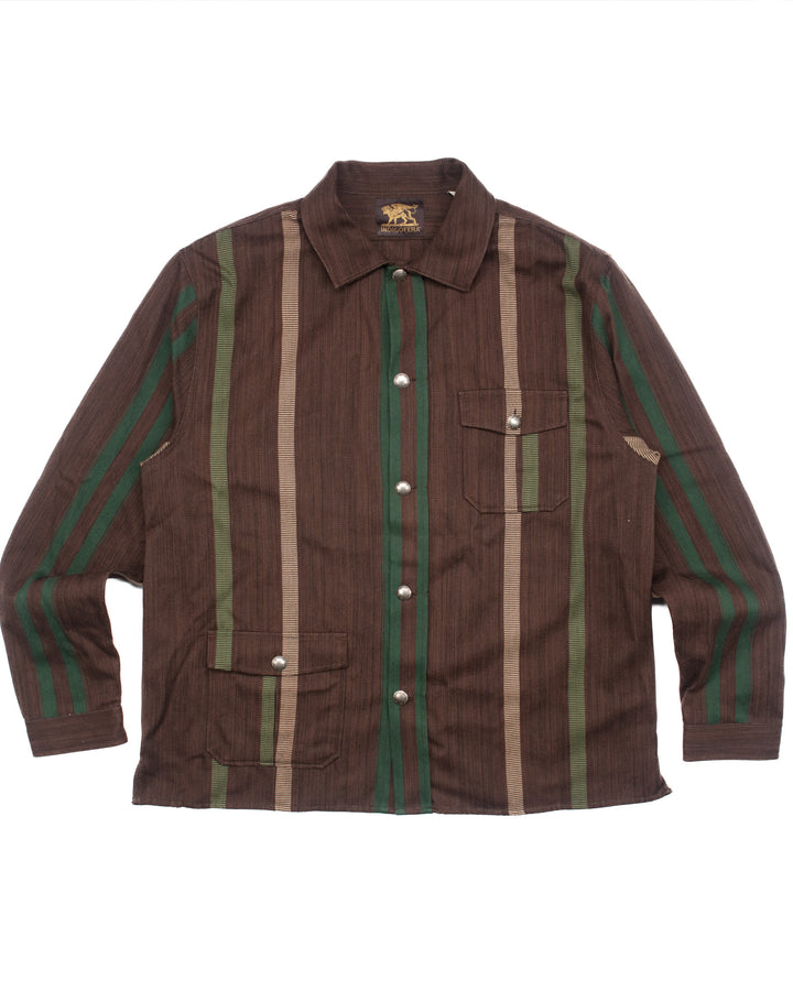 Conway Shirt Jacket Striped Green Brown #1560