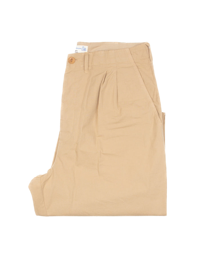 Pleated Cotton Poplin Pants in Khaki #1714