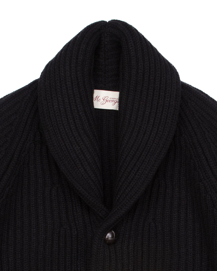 Wide Rib Shawl Cardigan In Black