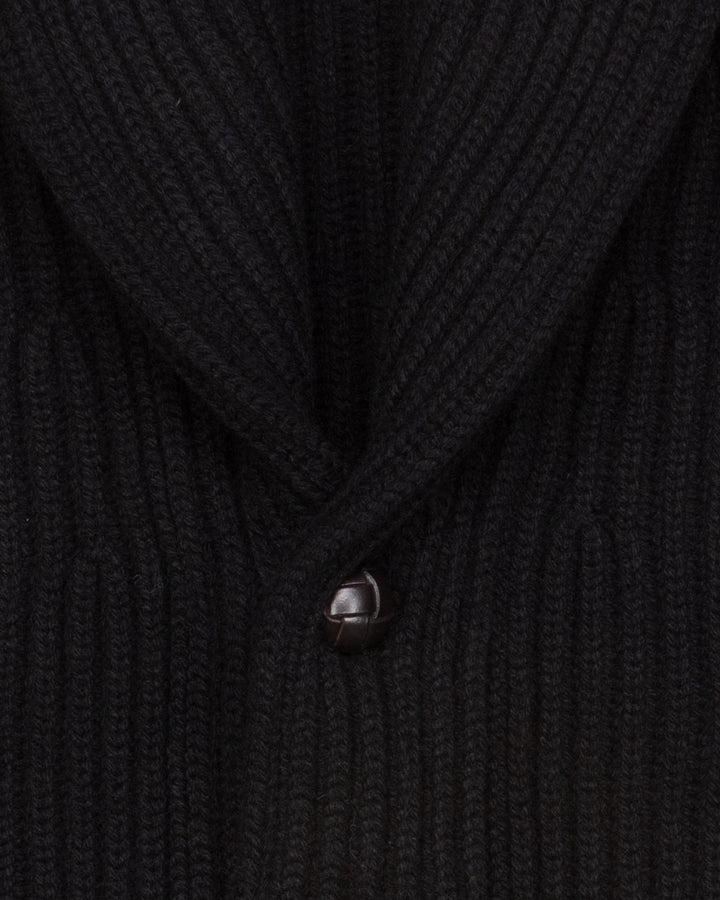 Wide Rib Shawl Cardigan In Black
