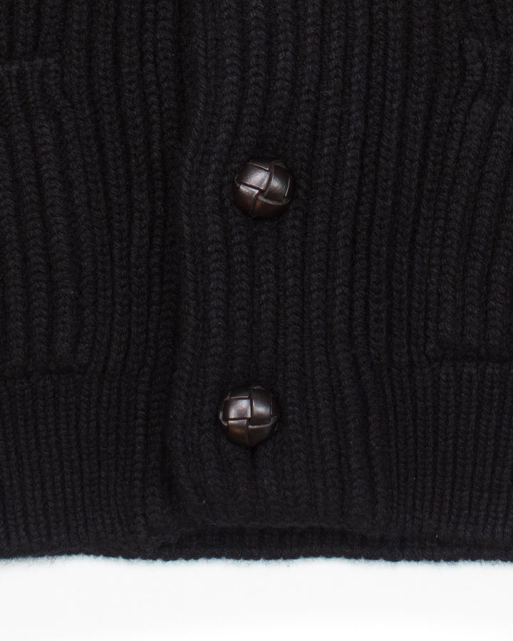 Wide Rib Shawl Cardigan In Black