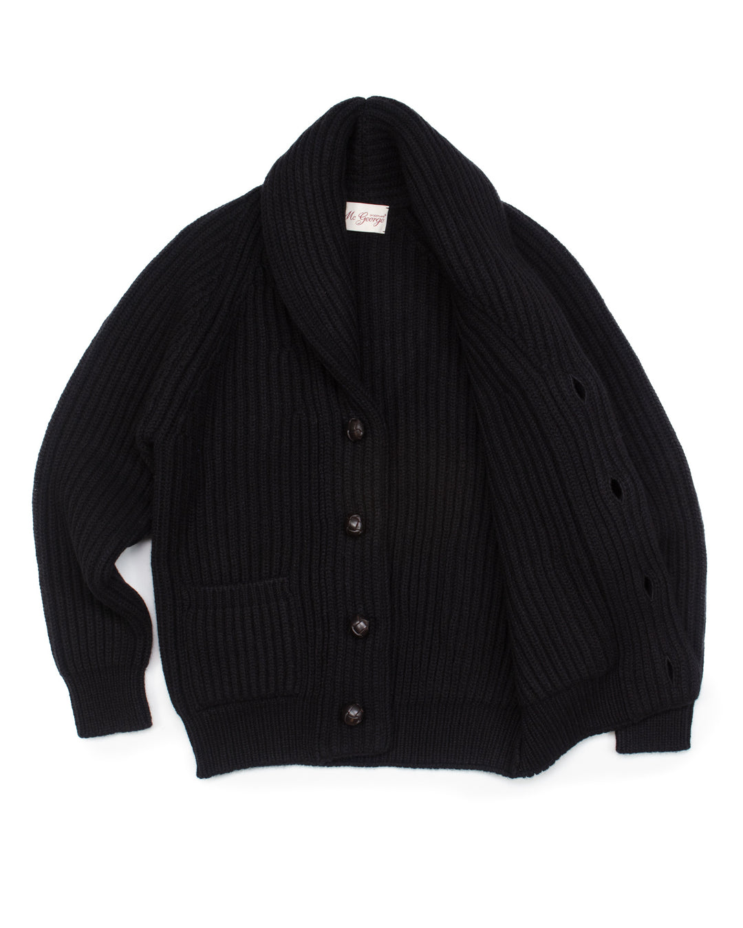 Wide Rib Shawl Cardigan In Black
