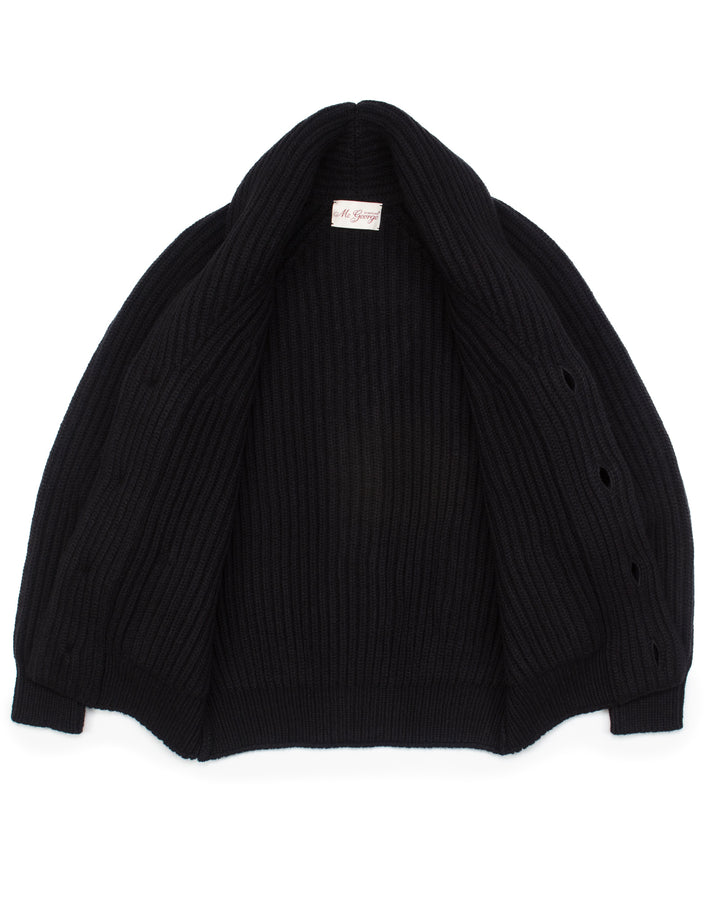 Wide Rib Shawl Cardigan In Black
