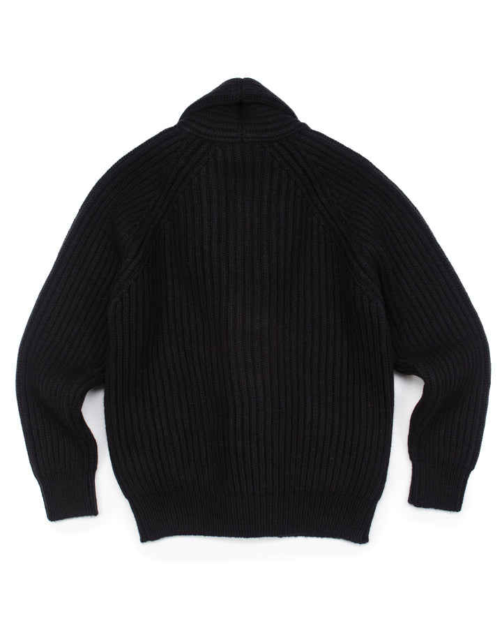 Wide Rib Shawl Cardigan In Black