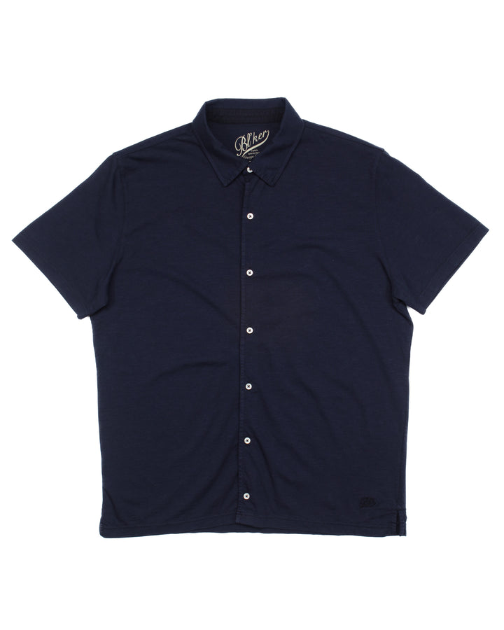 Nassau Polo Shirt in Indigo Slub