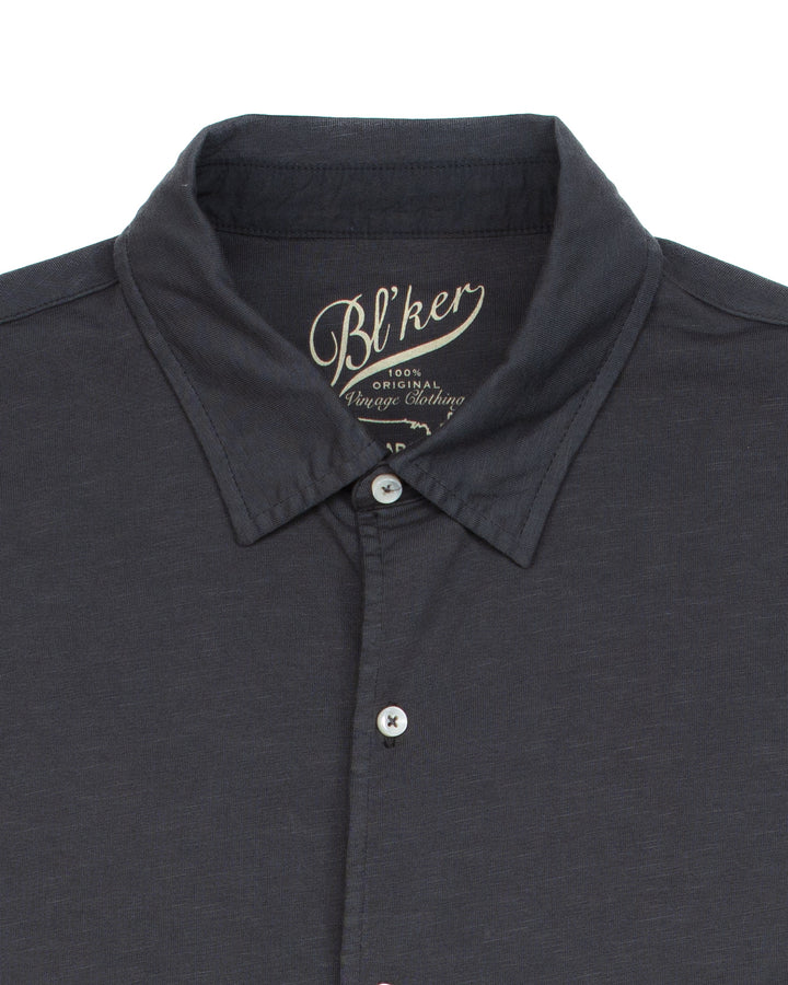 Nassau Polo Shirt in Faded Black Slub