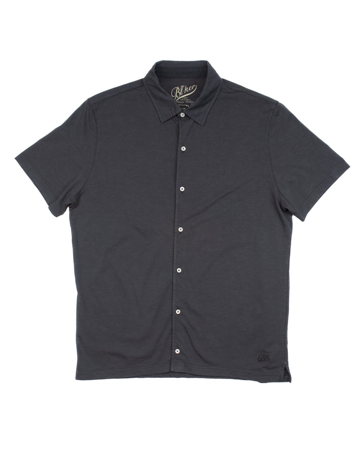 Nassau Polo Shirt in Faded Black Slub