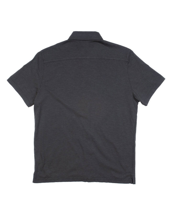 Nassau Polo Shirt in Faded Black Slub