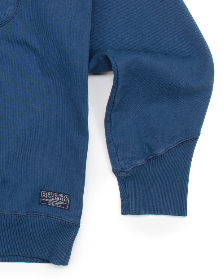Zip Polo Sweatshirt F201 in Indigo
